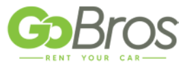 Go-Bros car rental logo in green and gray with the slogan 'RENT YOUR CAR'